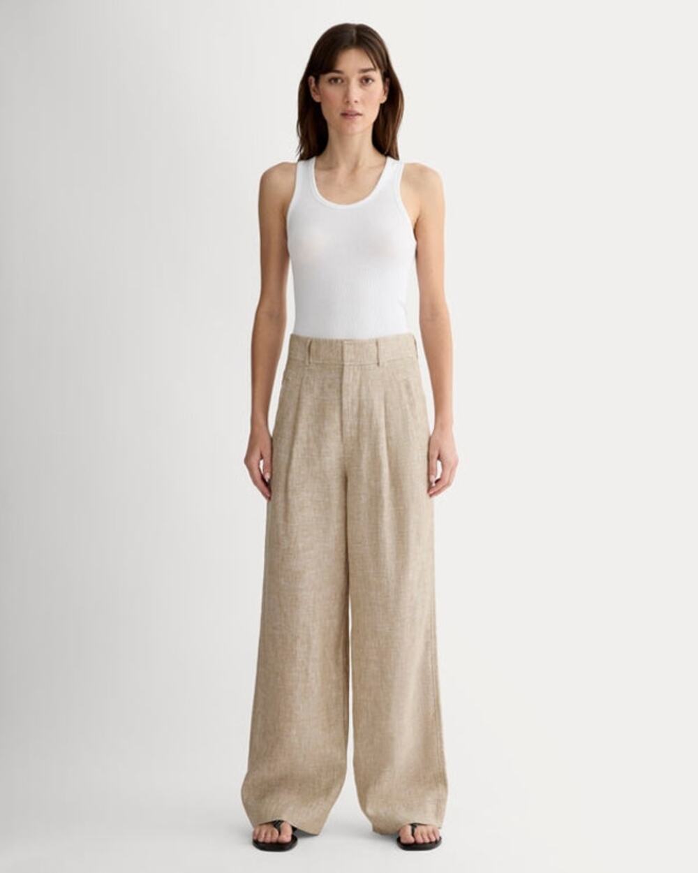 NWT Everlane Women's The Linen Way-High Drape Pant in Cornstarch Chambray sz 8
